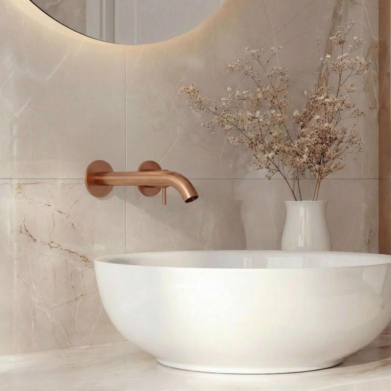 SB Round recessed basin mixer tap satin-finish copper PVD 162mm