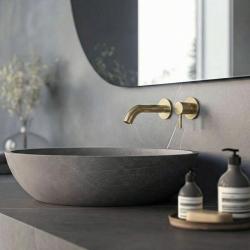 SB Round recessed basin mixer tap satin brass 316 PVD 102mm