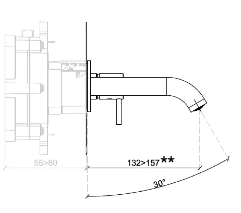 SB Round recessed basin mixer tap in satin finish brass 316 PVD 132mm