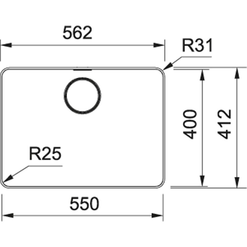 Franke Mythos MYX 210.55 rvs sink 55x40cm flush-mounted 127.0638.277