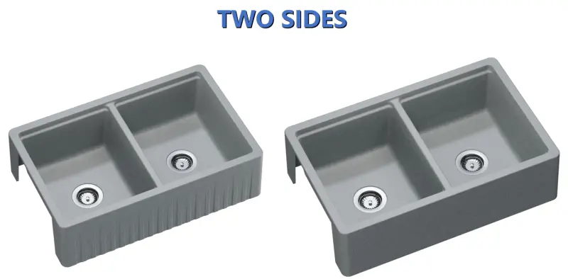 GraniteMy Tradition country-style double sink, 2-sided granite sink, 80x50cm, black, top-mounted, undermounted, and flush-mounted, 1208953697