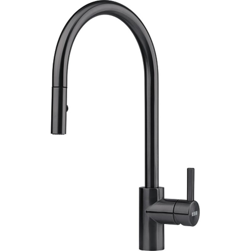 Franke Kitchen tap Eos Neo with spout pull-out spray head brushed black 115.0666.438