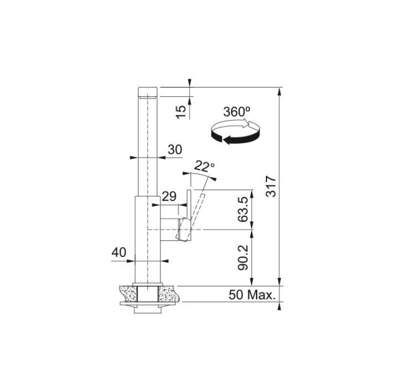 Franke solid stainless steel kitchen tap Mythos with swivel spout stainless steel 115.0547.852