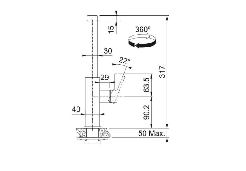 Franke brushed black Kitchen tap Mythos with swivel spout 115.0550.441