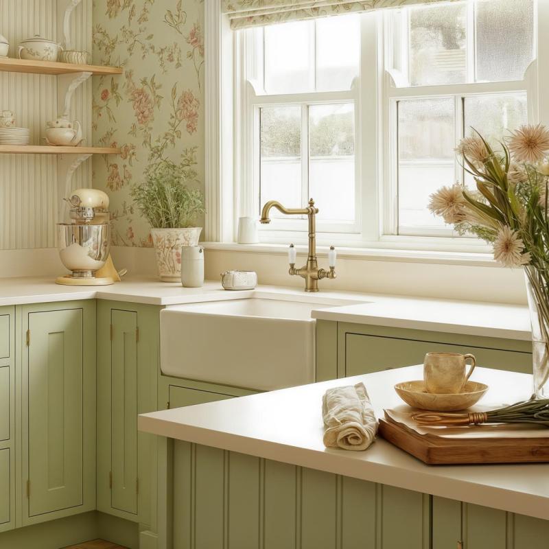 PB Nostalgic classic country kitchen tap Bronze with white handles 1208953913