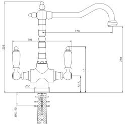 PB Nostalgic classic country kitchen tap Copper with white handles 1208953914