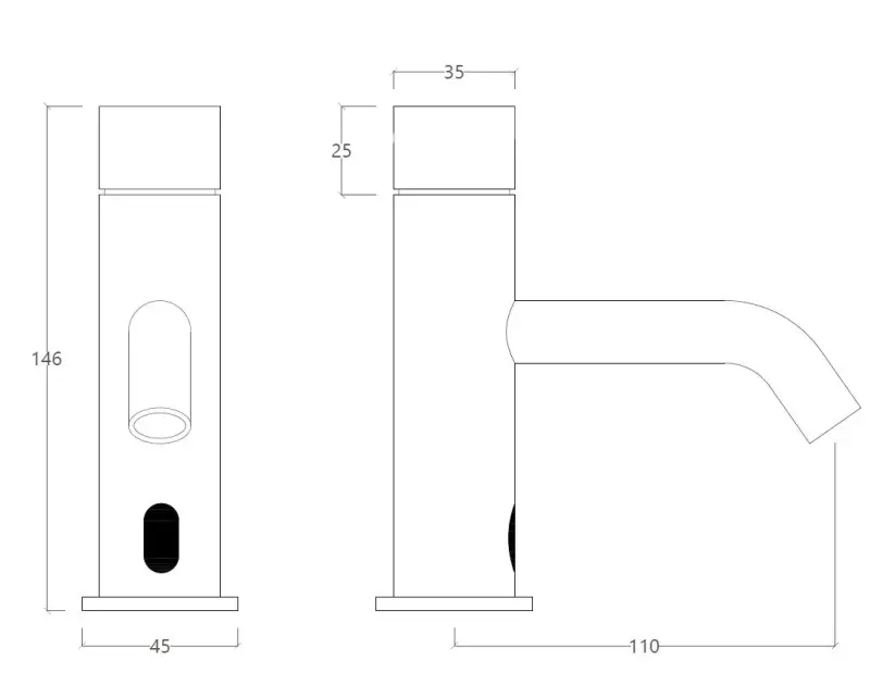 Waterevolution Flow electronic infrared bathroom faucet, battery-operated, chrome T110EB01