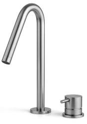 Waterevolution Flow 2-hole sink faucet full stainless steel with small V-Shaped 127mm spout T1121VIE
