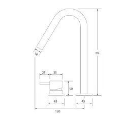 Waterevolution Flow 2-hole sink faucet chrome with high V-Shaped 227mm spout T1122V01