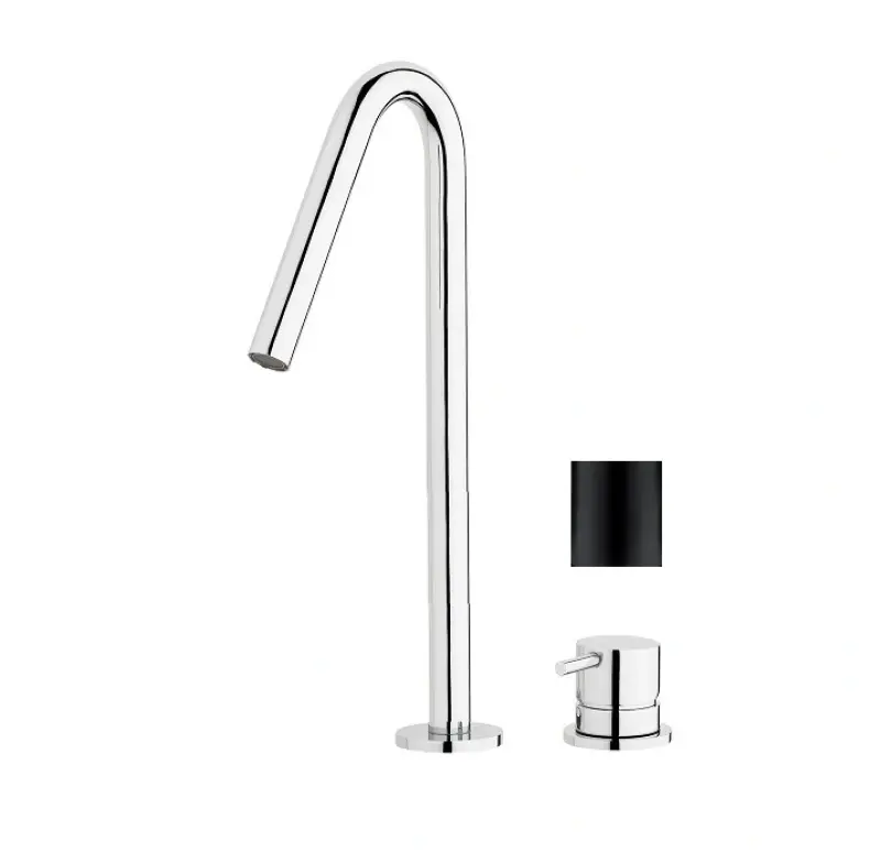 Waterevolution Flow 2-hole basin mixer black with high V 120mm spout T1122VPR