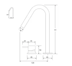 Waterevolution Flow 2-hole sink faucet white with high V-Shaped 227mm spout T1122VBR