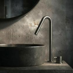 Waterevolution Flow 2-hole basin mixer PVD Gun Metal with high V 120mm spout T1122VGME