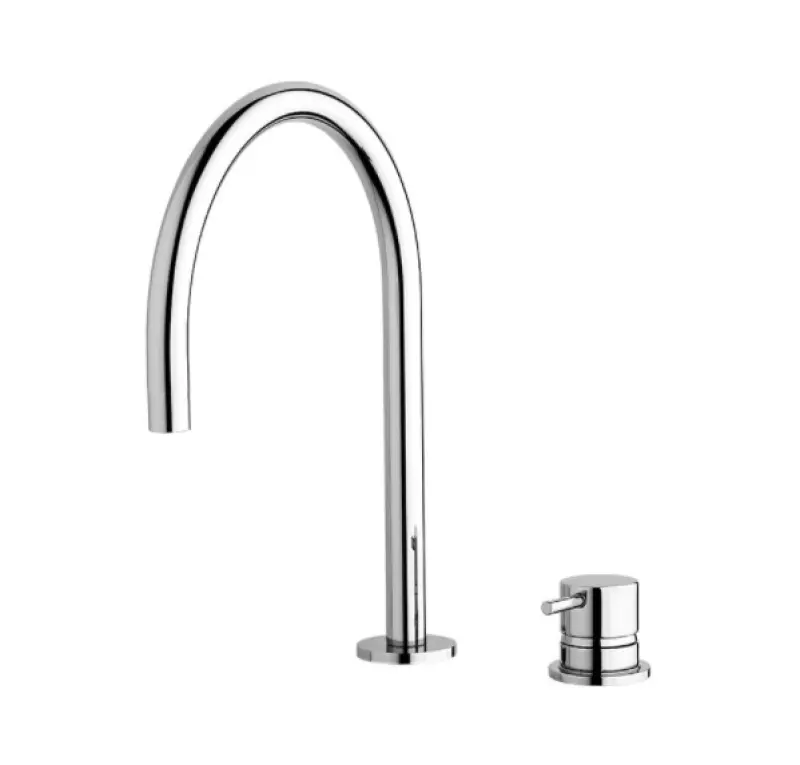 Waterevolution Flow 2-hole basin mixer chrome with low U 113mm spout T1121U01