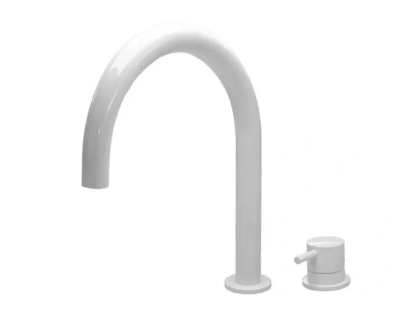 Waterevolution Flow 2-hole basin mixer, white, with low U 113 mm spout T1121UBR
