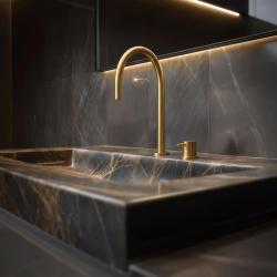 Waterevolution Flow 2-hole basin tap brushed brass T1121ULE