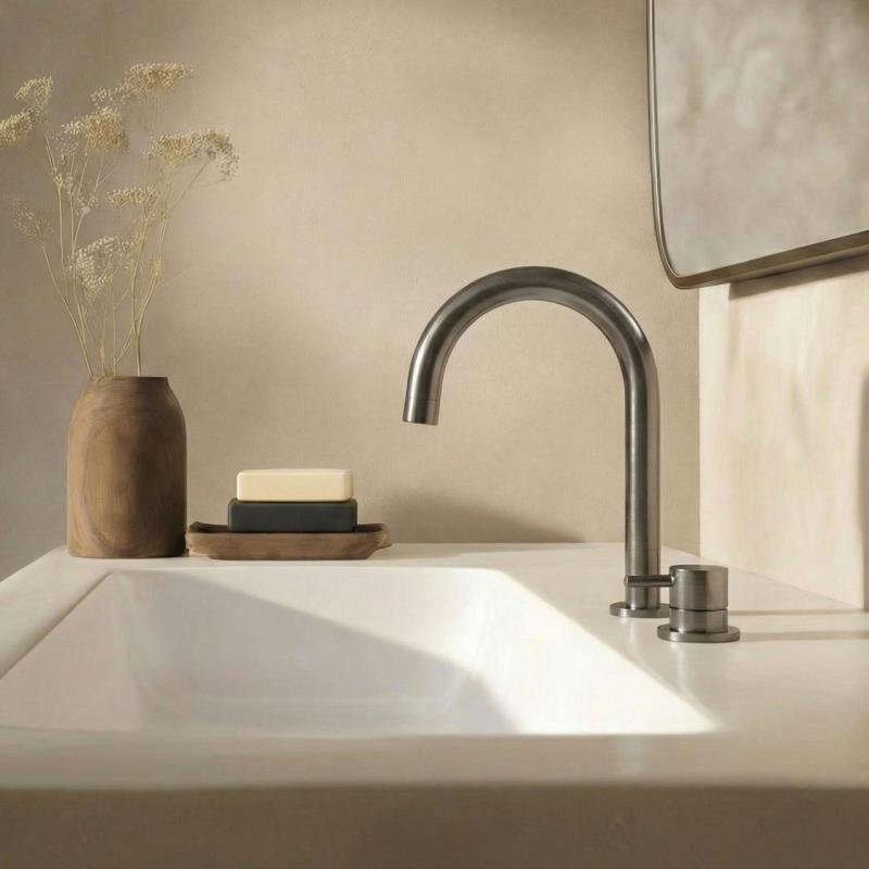 Waterevolution Flow 2-hole basin mixer PVD Gun Metal T1121UGME