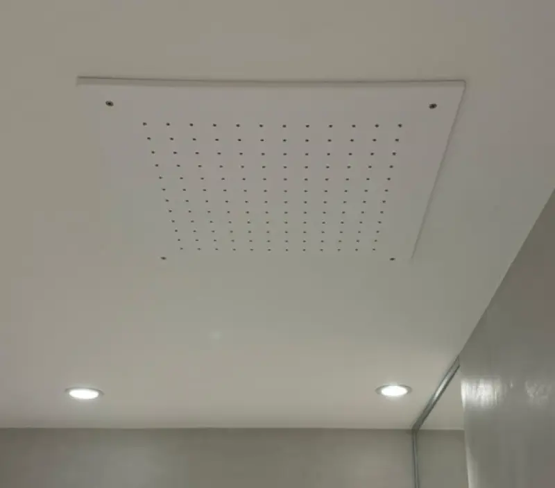SB Rubinetterie matte white Corian solid surface built-in square rain shower ceiling showerhead 40cm 1208954083