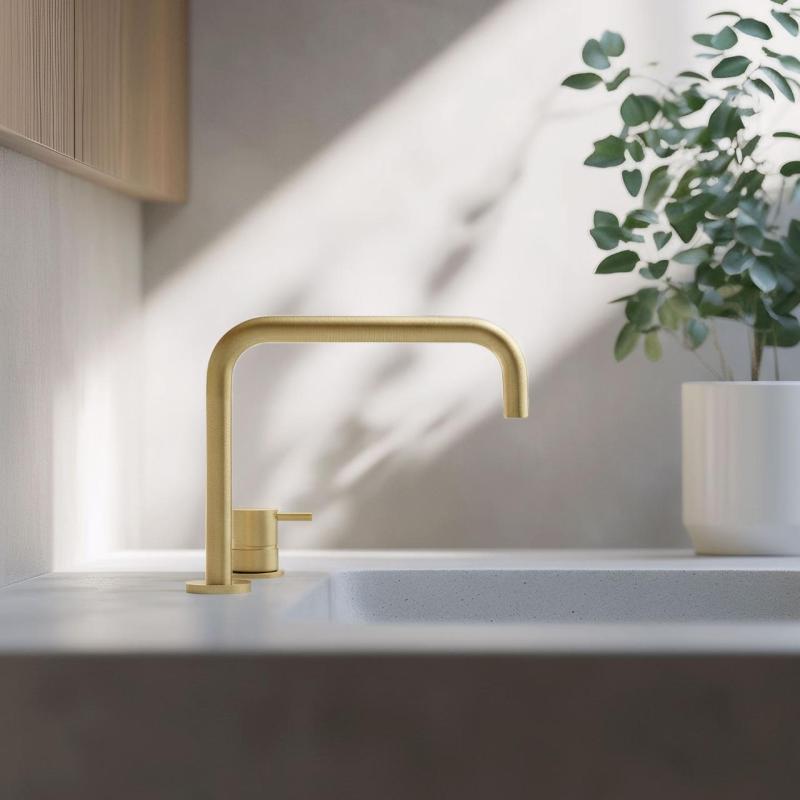 Waterevolution Flow 2-hole sink faucet brushed brass T112HLE