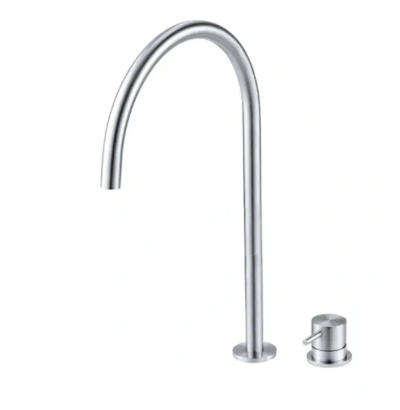 Waterevolution Flow 2-hole basin faucet, fully stainless steel with high U 200mm spout T1122UIE
