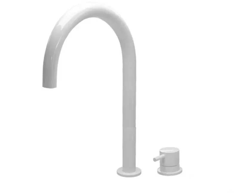 Waterevolution Flow 2-hole basin mixer, white, with high U 200 mm spout T1122UBR
