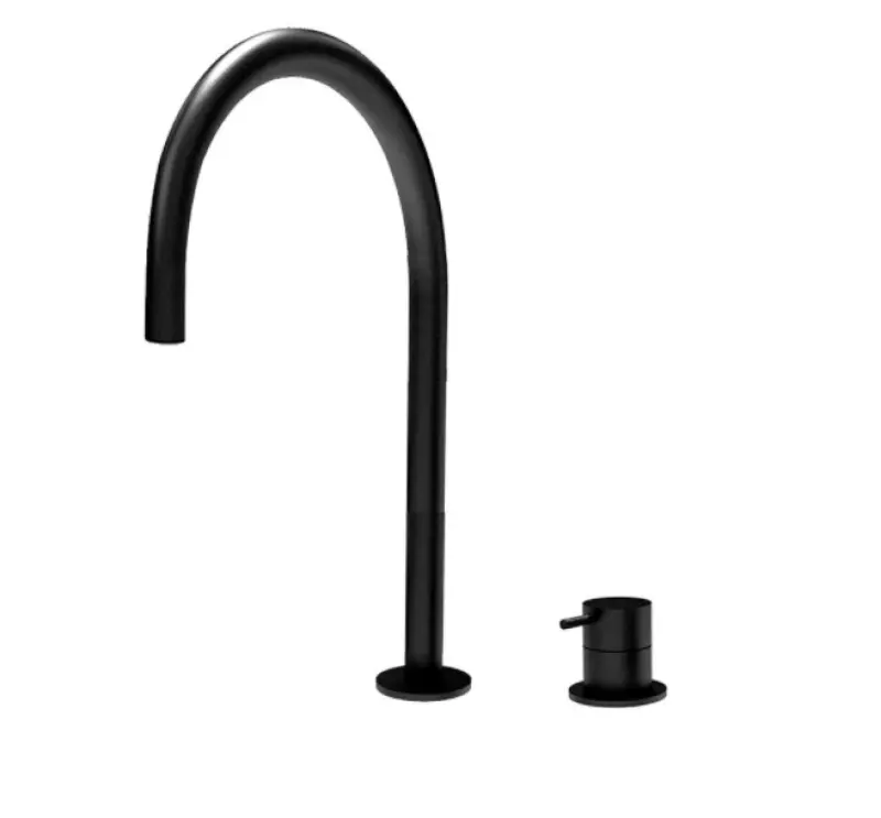 Waterevolution Flow 2-hole basin tap black with high U 200mm spout T1122UPR
