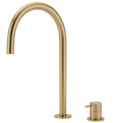 Waterevolution Flow 2-hole sink faucet brushed brass with high U-Shaped 213mm spout T1122ULE
