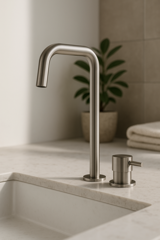 Waterevolution Flow 2-hole sink faucet with high spout 222 stainless steel T122HIE