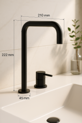 Waterevolution Flow 2-hole sink faucet with high spout 222 matt black T122HPR