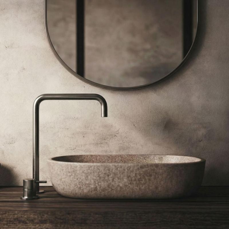 Waterevolution Flow 2-hole sink faucet with high spout 222 PVD Gun Metal T122HGME