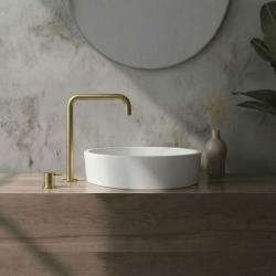 Waterevolution Flow 2-hole sink faucet with high spout 222 brushed brass T122HLE