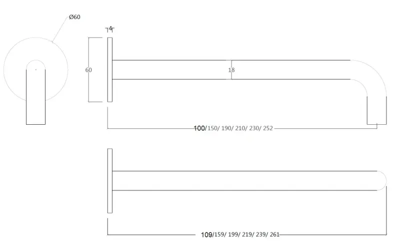 Waterevolution Flow Built-in Washbasin Faucet PVD Gun Metal with 10 cm spout T116BME-10