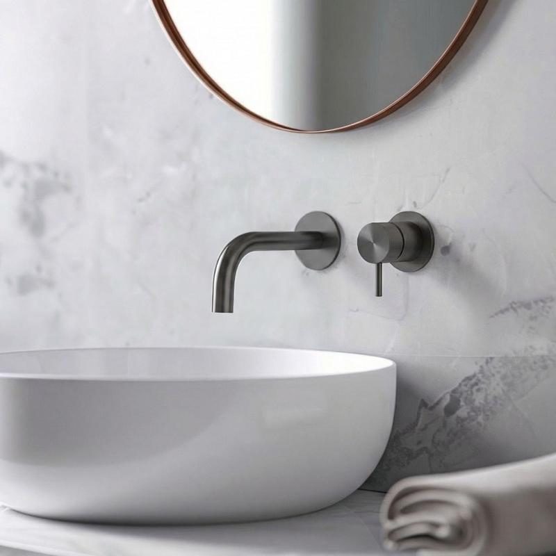 Waterevolution Flow Built-in Washbasin Faucet PVD Gun Metal with 10 cm spout T116BME-10