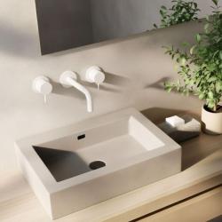 Waterevolution Flow 3-hole Built-in Washbasin Faucet Matte White with spout 10 cm T1163FBR-10