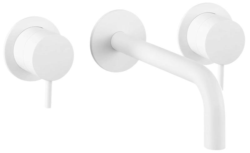 Waterevolution Flow 3-hole Built-in Washbasin Faucet Matte White with spout 10 cm T1163FBR-10