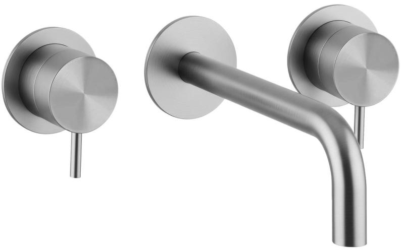 Waterevolution Flow 3-hole Built-in Washbasin Faucet Fully Stainless Steel with 10 cm Spout T1163FIE-10