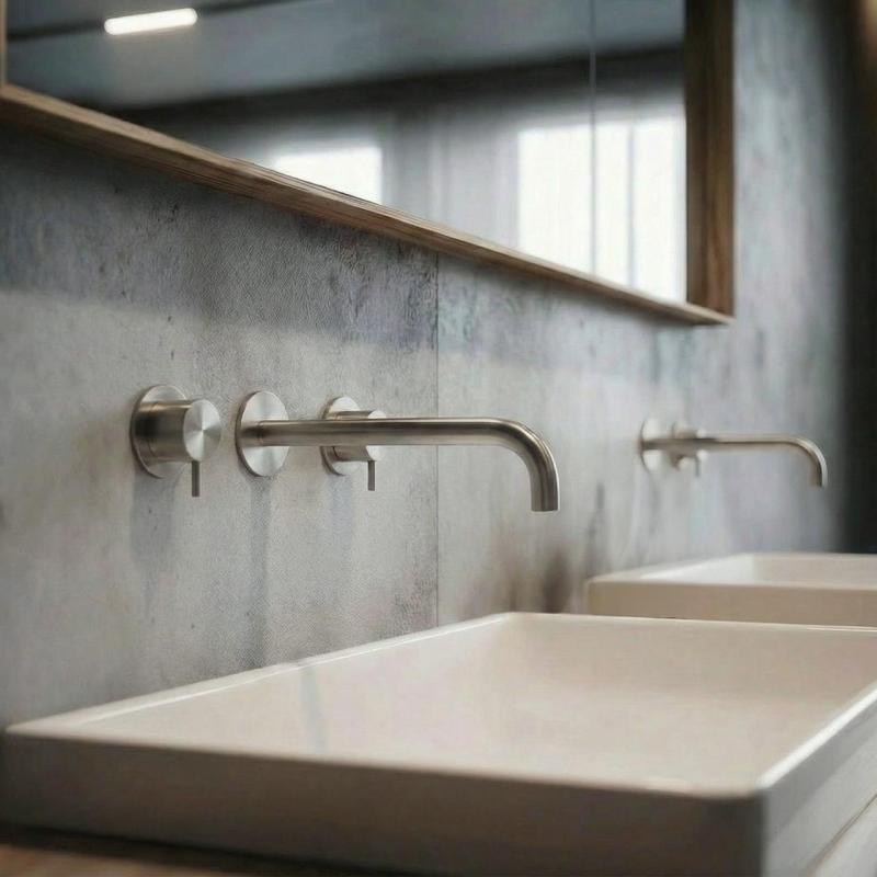 Waterevolution Flow 3-hole Built-in Washbasin Faucet Fully Stainless Steel with 21 cm Spout T1163FIE-21