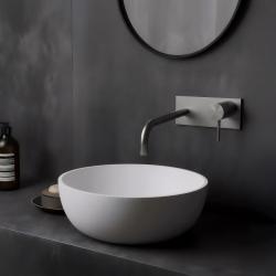 Waterevolution Flow built-in washbasin faucet with cover plate, fully stainless steel with 21 cm spout T1161BIE-21