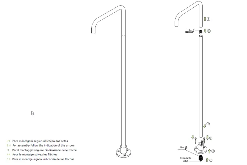 Waterevolution Flow Freestanding Washbasin Faucet Spout Fully Brushed Brass T1.676.LE