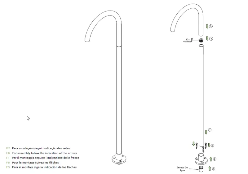 Waterevolution Flow Freestanding sink faucet spout full stainless steel T1677IE