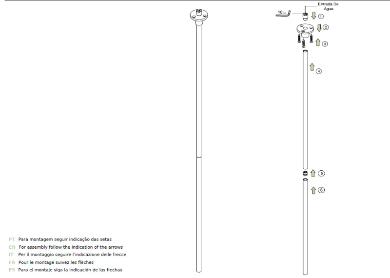 Waterevolution Flow ceiling mounted faucet brushed brass T1678LE