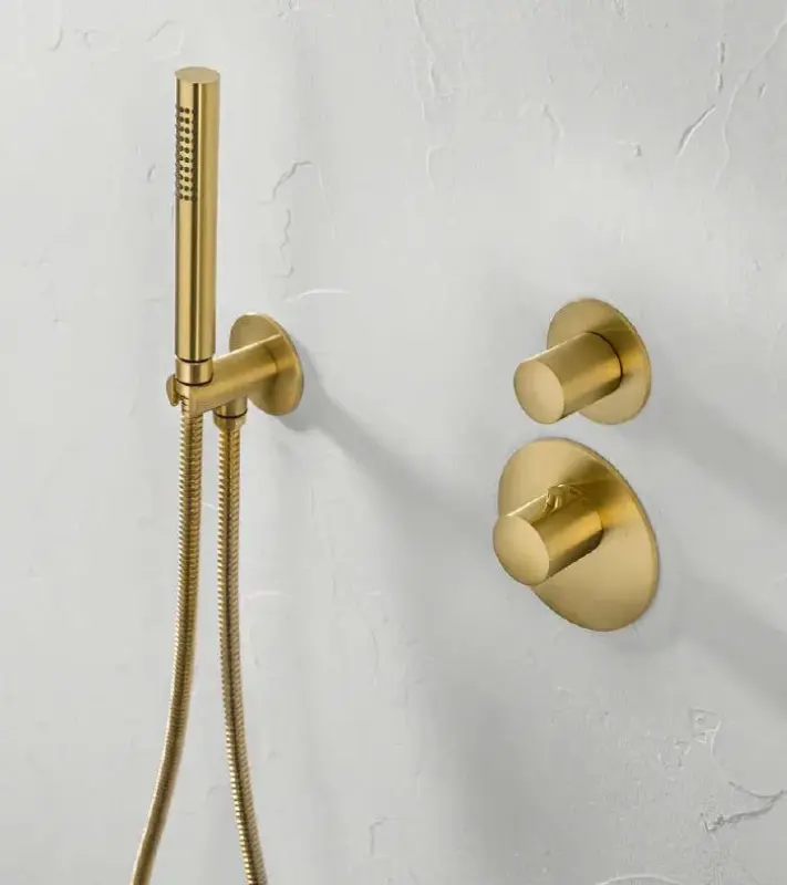 SB Round Shower Set Brushed Brass PVD Recessed Complete 1208954245