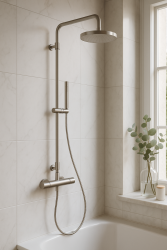 Waterevolution Flow shower combination with thermostat and rain shower full stainless steel T141TIE