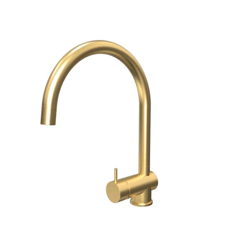 Waterevolution Flow kitchen mixer tap in brushed brass with pull-out spout T155LE