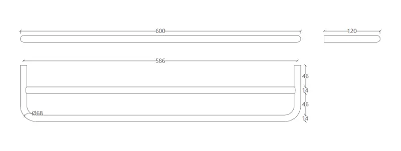 Waterevolution Flow double towel holder 60cm PVD Brushed Copper A112DCPE