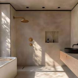 Waterevolution Flow built-in shower thermostat with 1 stop valve, brushed brass