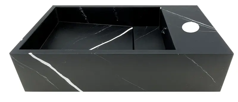 Solid-S Marble solid surface fountain B40xD22xH10cm marble matte black right with faucet hole 1208954634