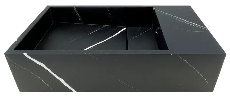 Solid-S Marble solid surface fountain B40xD22xH10cm marble matte black right without faucet hole 1208954635