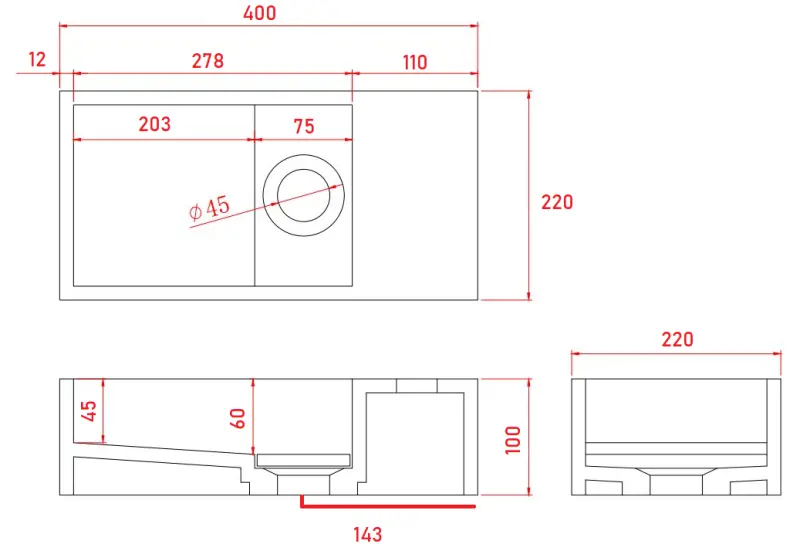 Solid-S Marble solid surface fountain B40xD22xH10cm marble matte black right without faucet hole 1208954635