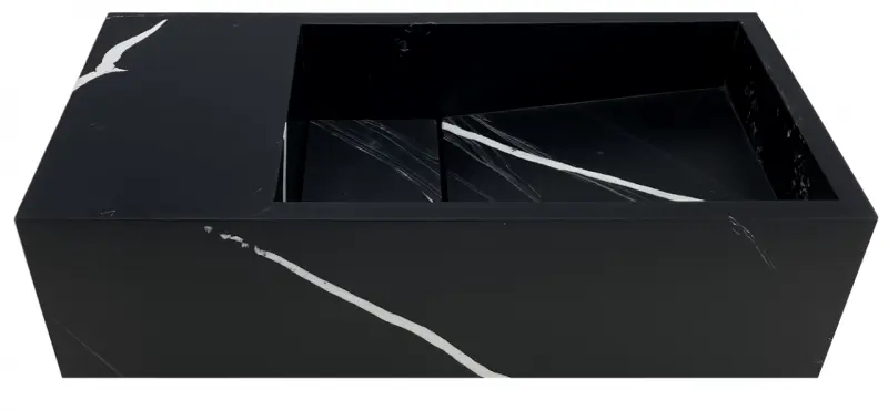 Solid-S Marble solid surface fountain B36xD18xH10cm marble matte black left without faucet hole 1208954636