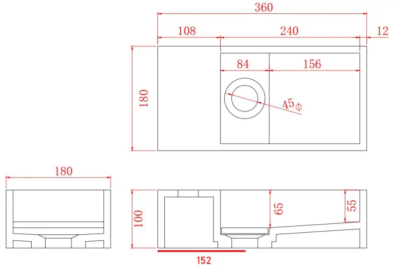 Solid-S Marble solid surface fountain B36xD18xH10cm marble matte black left without faucet hole 1208954636